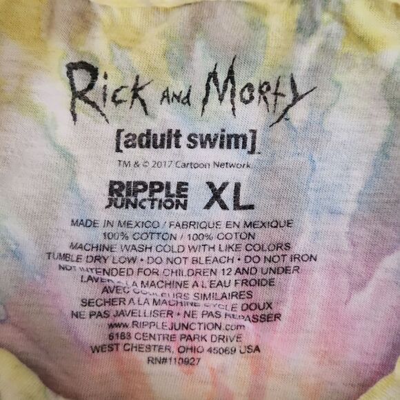 Adult Swim Rick and Morty Ripple Junction XL women's Cotton tie dye t-shirt - Picture 3 of 4